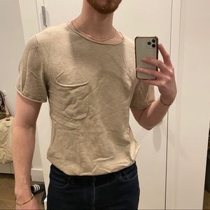 Beige wide neck t-shirt